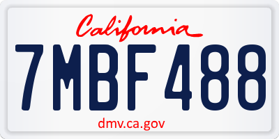 CA license plate 7MBF488