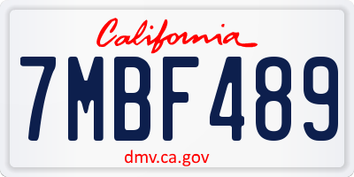 CA license plate 7MBF489