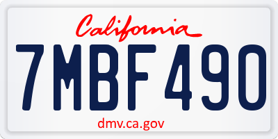 CA license plate 7MBF490