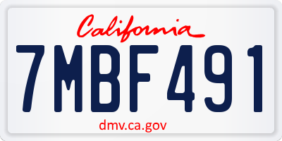 CA license plate 7MBF491