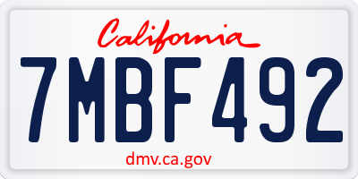 CA license plate 7MBF492