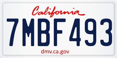 CA license plate 7MBF493