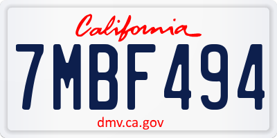 CA license plate 7MBF494