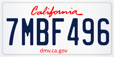 CA license plate 7MBF496