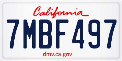 CA license plate 7MBF497