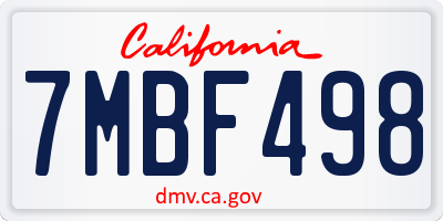 CA license plate 7MBF498