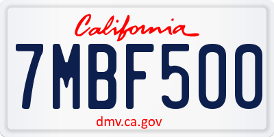 CA license plate 7MBF500