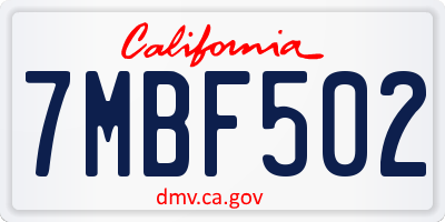 CA license plate 7MBF502