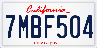 CA license plate 7MBF504