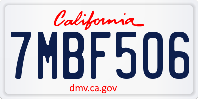 CA license plate 7MBF506