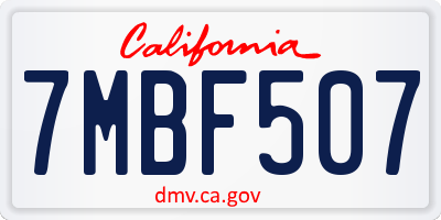 CA license plate 7MBF507