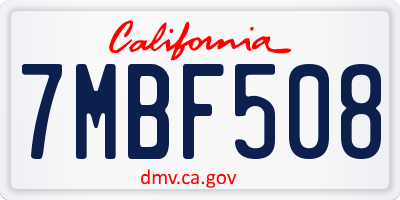 CA license plate 7MBF508