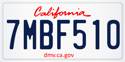 CA license plate 7MBF510
