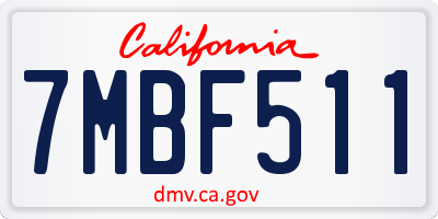 CA license plate 7MBF511