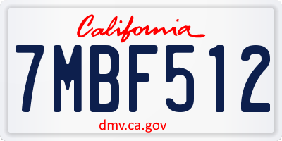 CA license plate 7MBF512