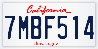CA license plate 7MBF514