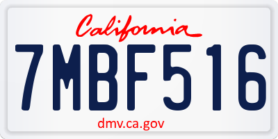 CA license plate 7MBF516