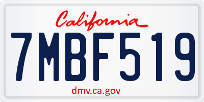 CA license plate 7MBF519