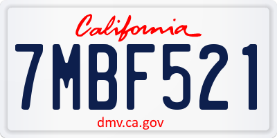 CA license plate 7MBF521