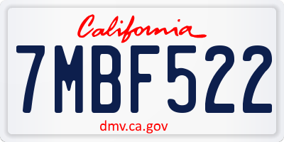 CA license plate 7MBF522