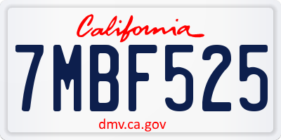 CA license plate 7MBF525