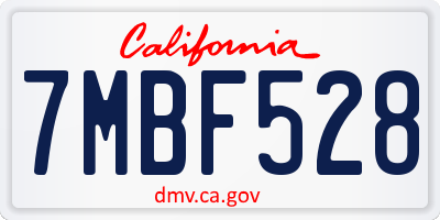 CA license plate 7MBF528