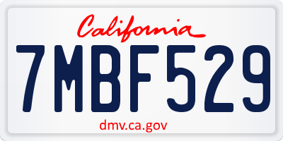 CA license plate 7MBF529