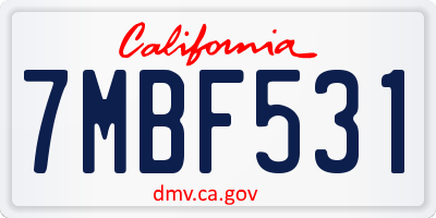 CA license plate 7MBF531