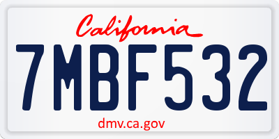 CA license plate 7MBF532