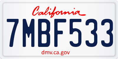 CA license plate 7MBF533