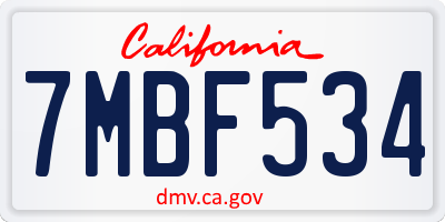 CA license plate 7MBF534