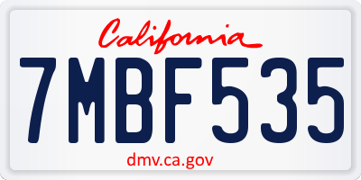 CA license plate 7MBF535