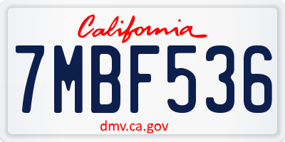 CA license plate 7MBF536