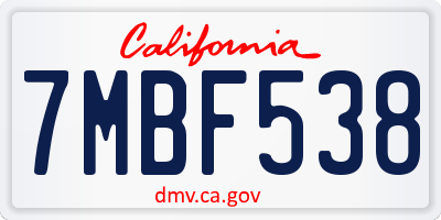 CA license plate 7MBF538