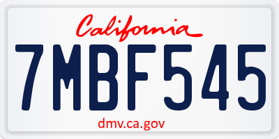 CA license plate 7MBF545