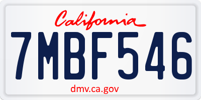 CA license plate 7MBF546