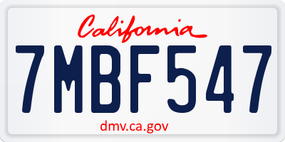 CA license plate 7MBF547
