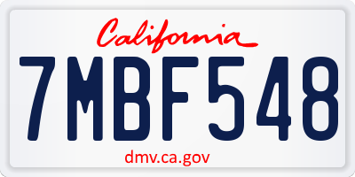 CA license plate 7MBF548