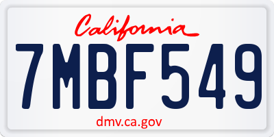 CA license plate 7MBF549