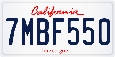CA license plate 7MBF550