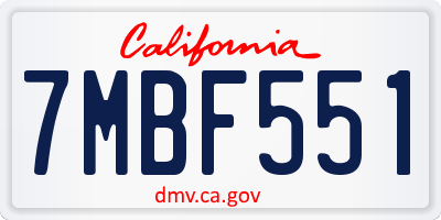 CA license plate 7MBF551
