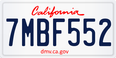 CA license plate 7MBF552