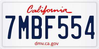 CA license plate 7MBF554