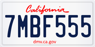 CA license plate 7MBF555
