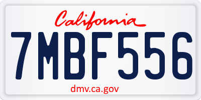 CA license plate 7MBF556
