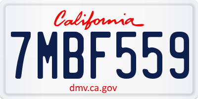 CA license plate 7MBF559
