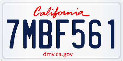 CA license plate 7MBF561