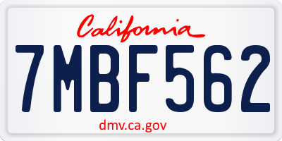 CA license plate 7MBF562