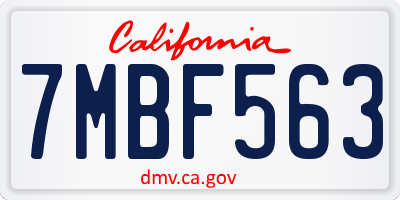 CA license plate 7MBF563