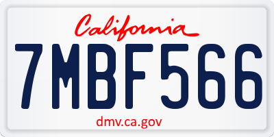 CA license plate 7MBF566